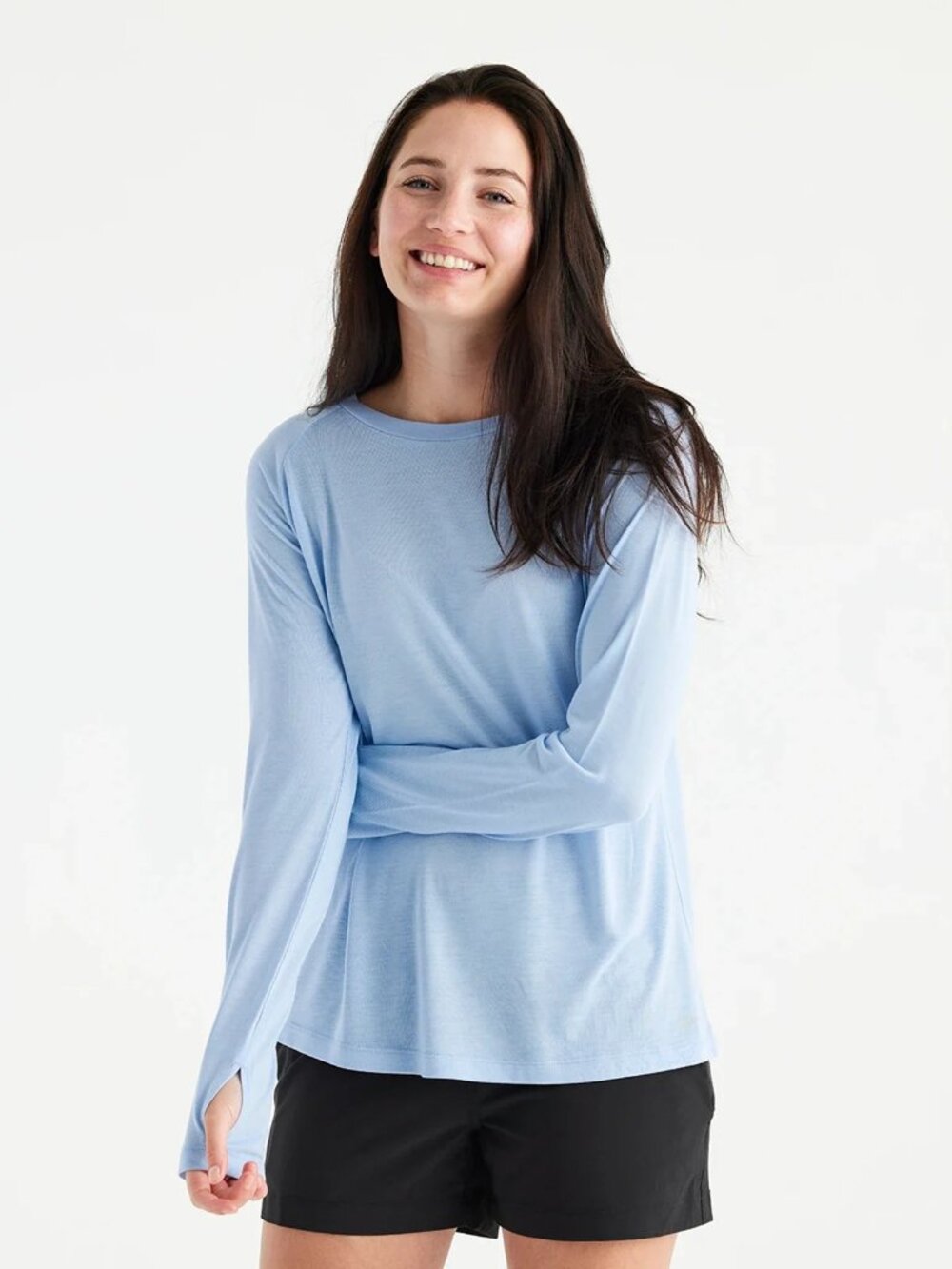 Free Fly Lightweight light blue long sleeve t-shirt